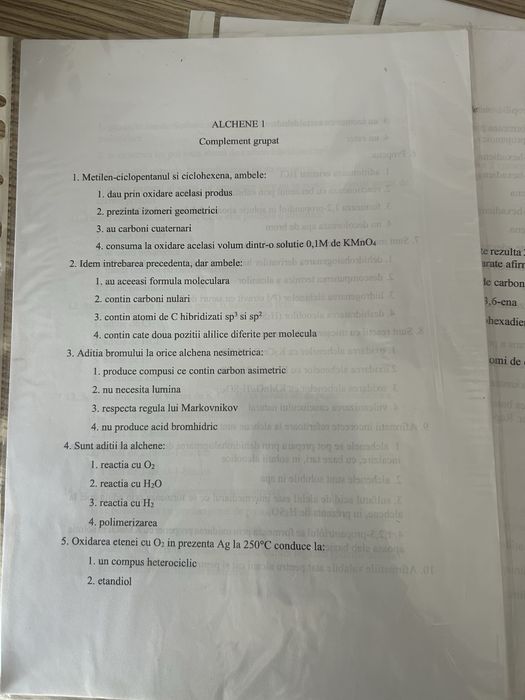 Grile chimie admitere medicina Bucuresti