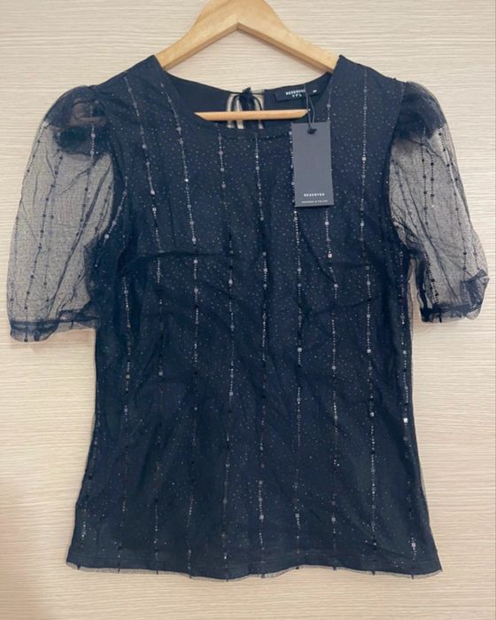 Bluza neagra eleganta dantela tulle Reserved noua cu eticheta M