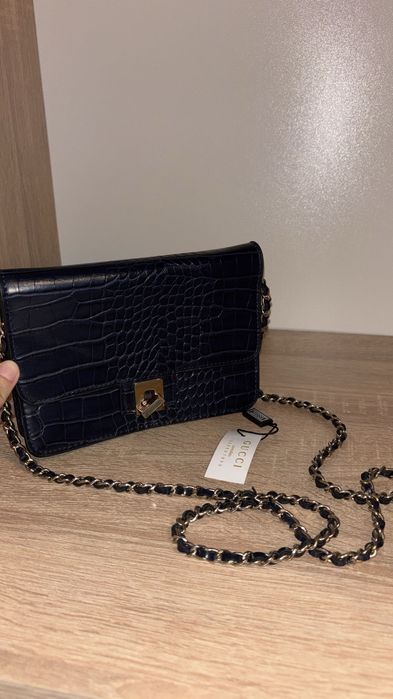 Geantă Gucci bleumarin crocodile