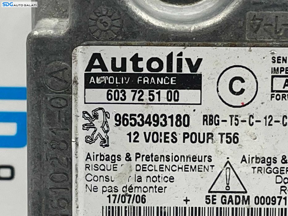 Unitate Modul Calculator Control Airbag Peugeot 307 2001 - 2007 Cod 9653493180 [L3770]