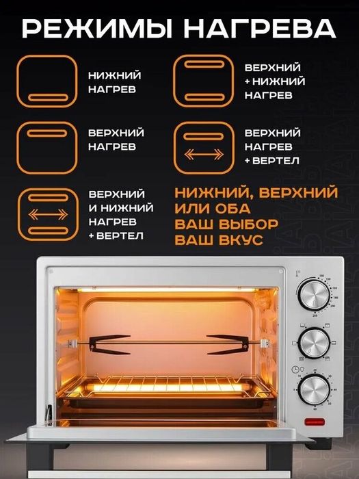 Мини-печь Pioneer MO5011G 25 литров с грилем, регулировкой температуры