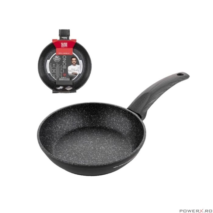 Tigaie din aluminiu, cu invelis din marmura antiderapanta, maner din