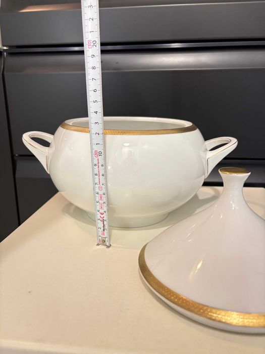 Supieră /terină mare din porțelan, placată cu aur 24K Scherzer Bavaria