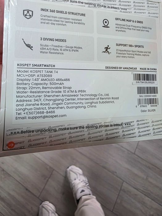 Ceas inteligent Kospet Tank T4 Silver - transport gratuit