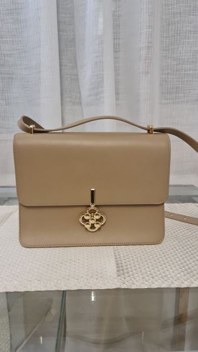 Geantă Musette bej (nude) din piele