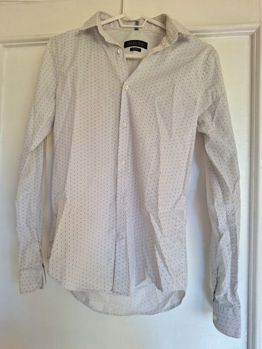 Бяла мъжка риза Zara, S, Slim fit