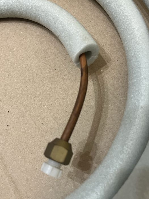 Kit țevi cupru izolate pentru aer condiționat 3 m – 1/4” + 3/8” – NOI – cu flanșe din fabrică