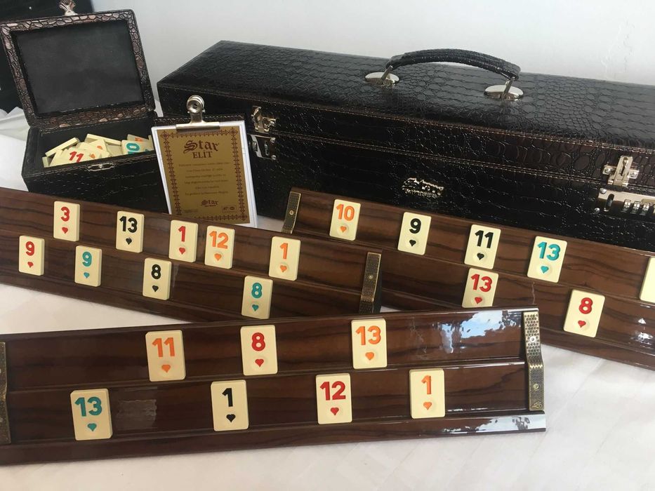 Joc Remi Remy Rummy Star Elit din lemn masiv, lăcuit. SIGILAT!