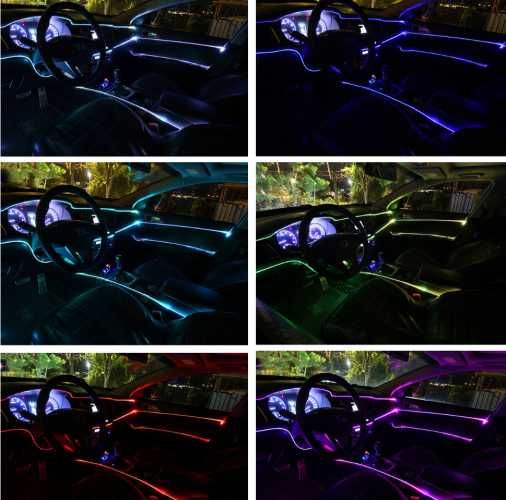 Banda LED Neon fir lumini ambientale auto Multicolor 7 Culori  USB