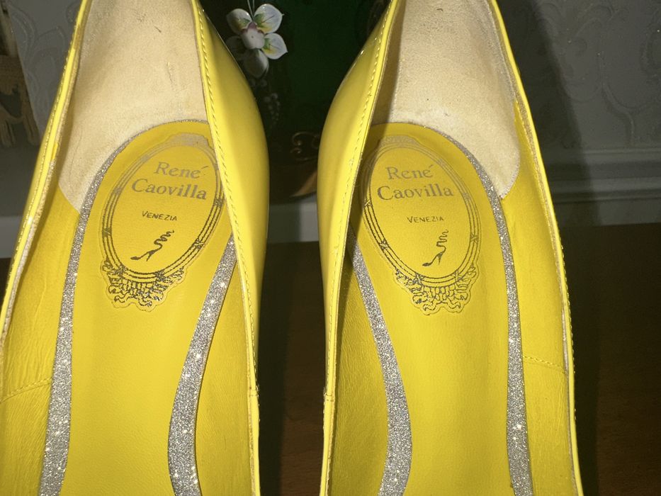Original Rene Caovilla Yellow patent heels