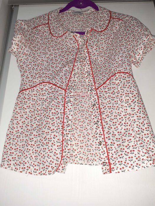 Camasa Zara M culoare alb +camasa maneca lunga roz/albastru