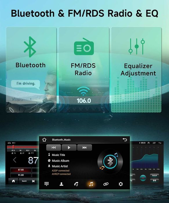 Navigatie Android Stereo Radio Wireless Carplay Android auto 9 Inch GPS WiFi Bluetooth Backup Camera