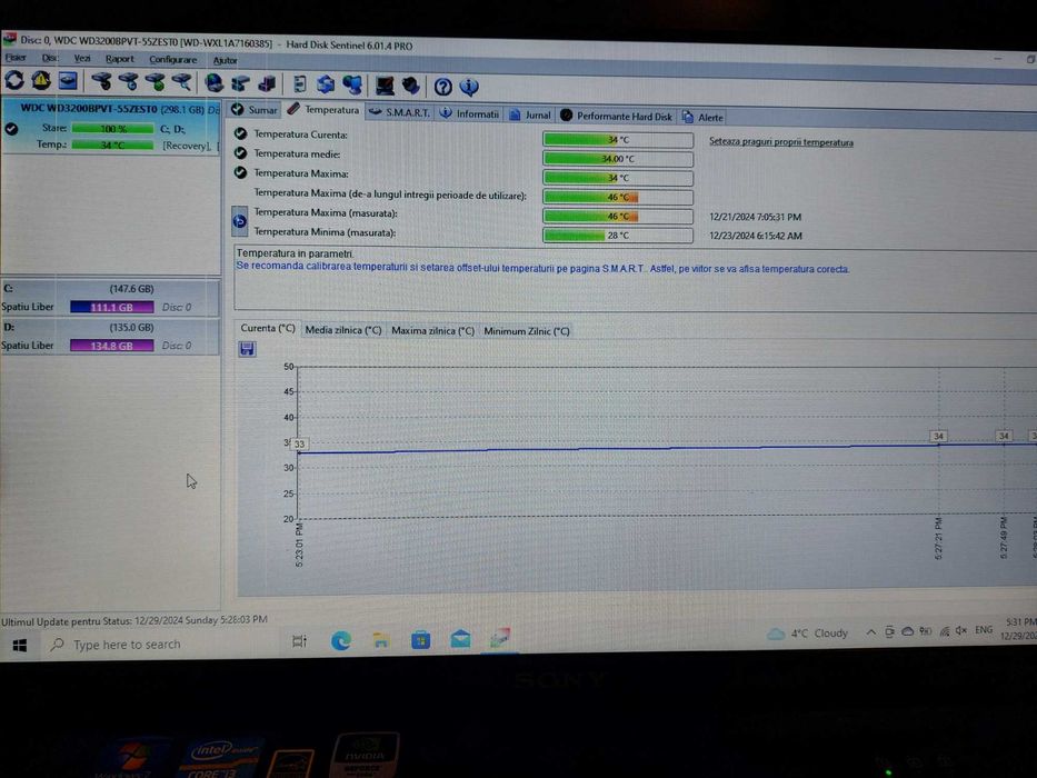 HDD Laptop 320 GB WD 2.5’ - Western Digital stare f buna din SonyVaio