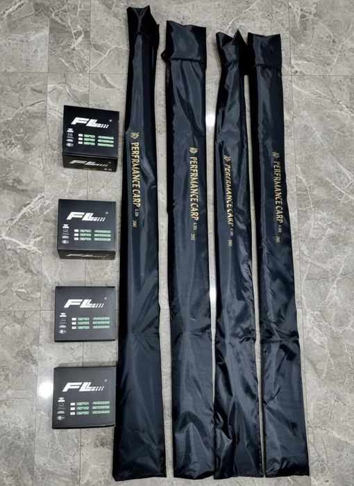 SET 4 Lansete Crap 3.90 4.0Lbs din 3 Tronsoane + 4 Mulinete FL EFB6000