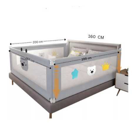 Set 4 bariere protectie culisante pentru pat, inaltime reglabila