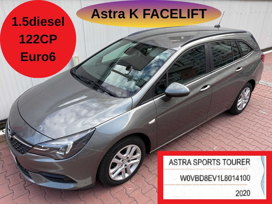 TVA deductibil! Opel Astra K FACELIFT – 01/2020, 1.5 diesel 122CP cu ISTORIC SERVICE COMPLET; navi MARE 8” cu CarPlay, LED, CIV emisă, euro6, KM REALI