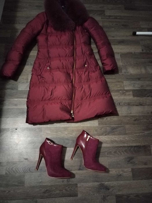 Нови Боти велур и кожа виненочервени 37 номер