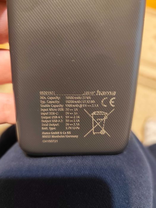 Външна батерия HAMA LED10