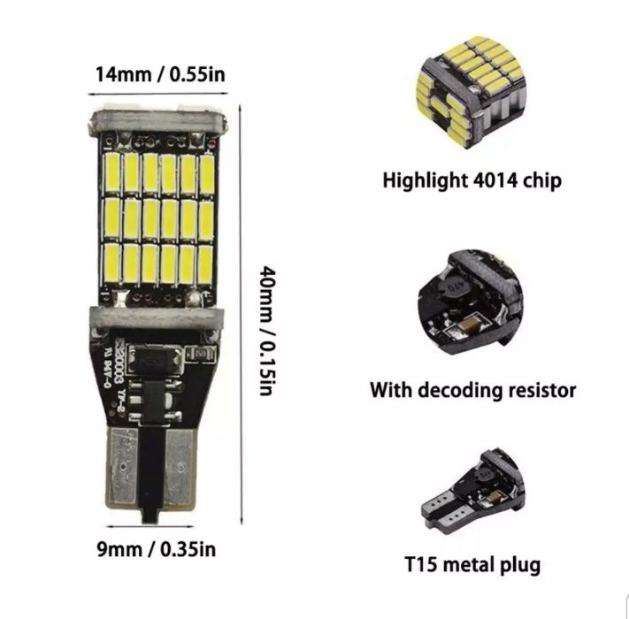 Bec Led T15 45 SMD-uri W16W CanBus Fara Eroare Marsarier Bmw etc.