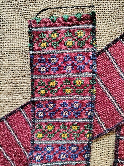 Brâu costum popular, motiv floral, lucru de mână