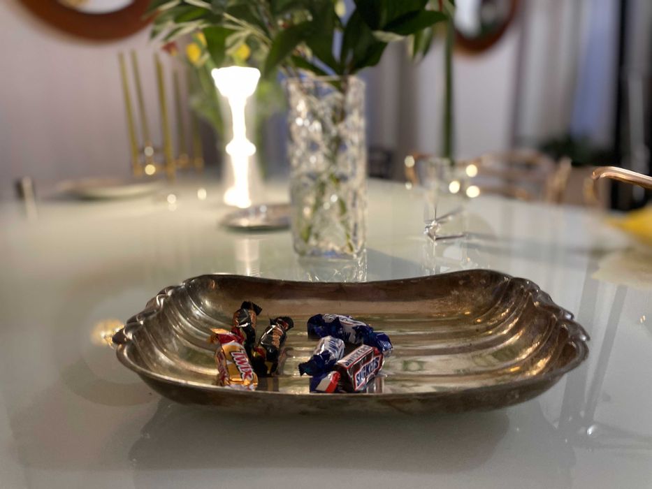 tava fructiera servit argintata  art deco veche  decor design WMF