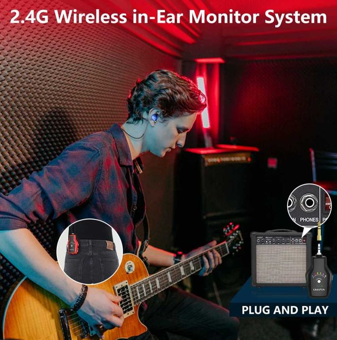 Слушалки KIMAFUN In-Ear Monitor 2.4G безжична система, стерео IEM