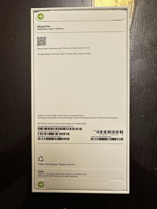 Iphone 17 Pro Cosmic Orange 1TB nou