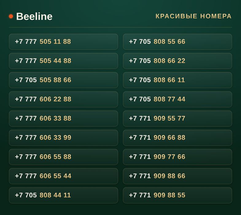 VIP номера Beeline / Красивые номера / Beeline