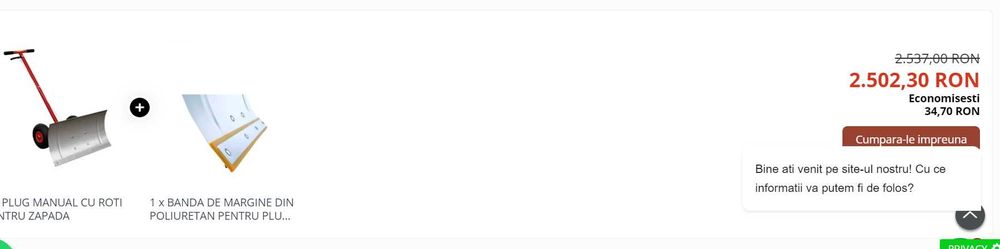 Lama Plug Lopata Pentru  Zapada manual cu Roti Oferta