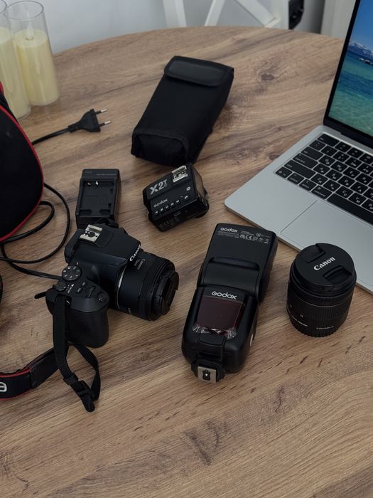 Canon 250D + объектив + комплект Godox