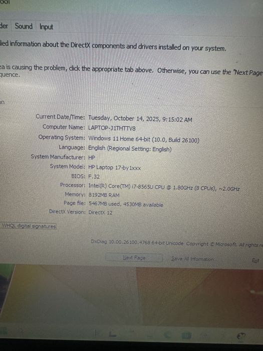 Laptop HP 17”, i7-8565U, 8GB RAM, 256GB SSD, stare excelentă