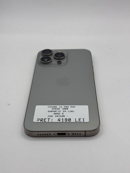 Iphone 15 Pro Max 256Gb 100% Grad A Garantie 24 luni - zonemag.ro