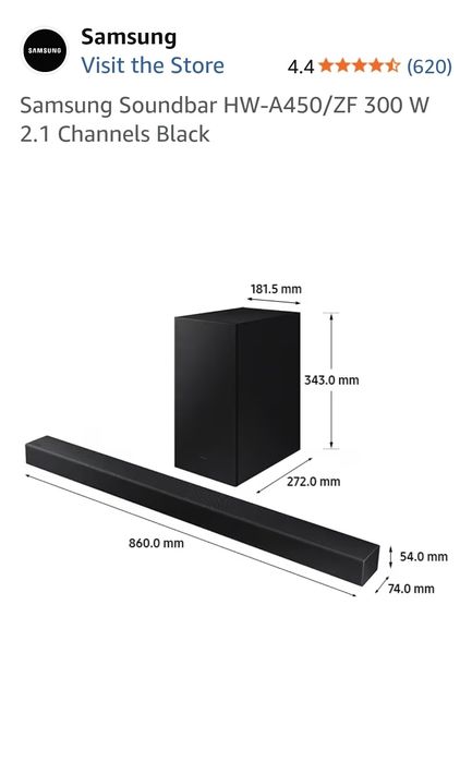 Samsung Soundbar 2.1 HW-A450 300W Subwoofer Wireless