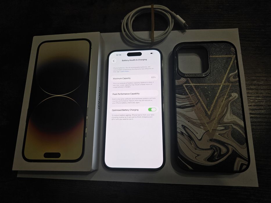 Iphone 14 PRO MAX Gold- CU GARANTIE-CA NOU, fara zgarieturi, sanatatea bateriei 83%