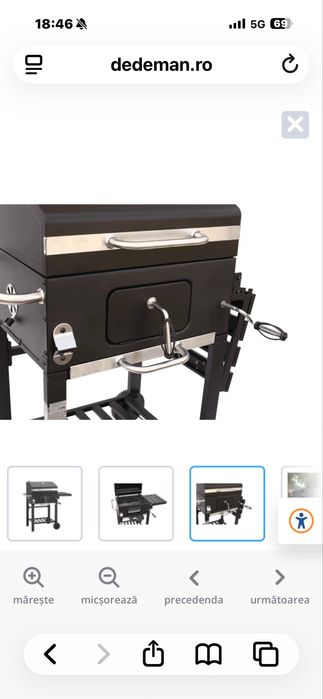 Gratar cu carbuni portabil cu roti din otel