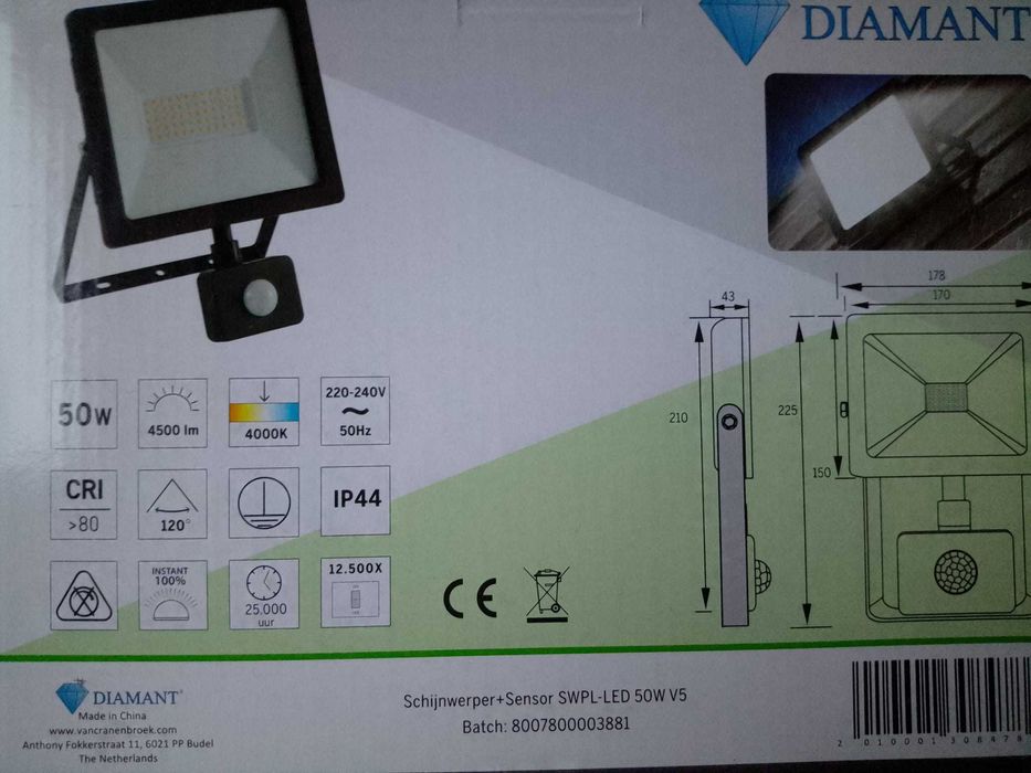 Proiectoare led ultra-slim,senzor de miscare,100,70,50,30,20,10W,4000K