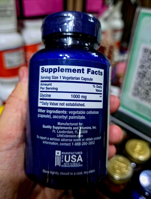 ДОСТАВКИ НЕТ Life Extension глицин 1000мг на каждую капсулу 100шт USA