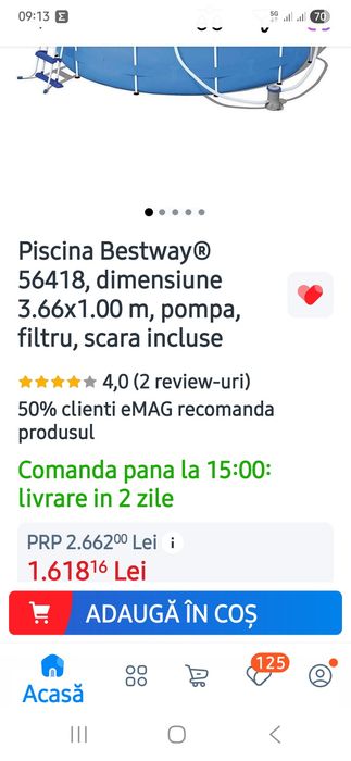 Piscina Bestway 366/1 m, utilata o singură dată,  pt 2 luni