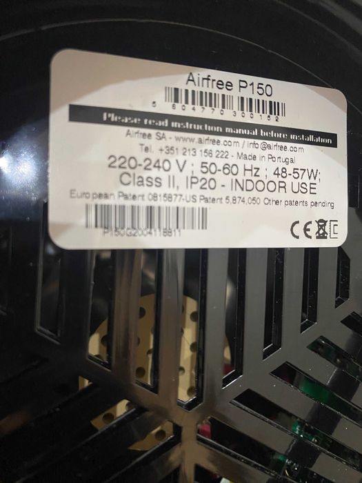 Въздухопречиствател Airfree P150 - за помещение 60 кв.м.