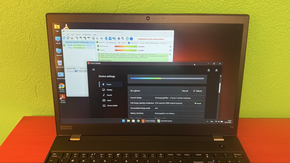 Thinkpad T15 Gen 1, core I7-106110U, 32 GB RAM, 512 GB NVME Samsung