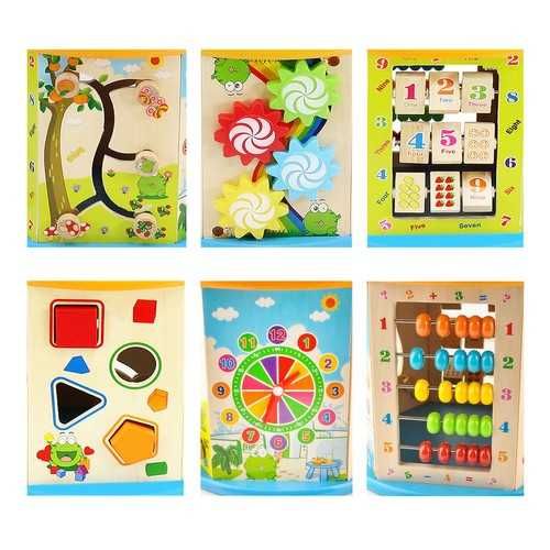 Интерактивен куб / Дървен образователен куб / Дидактически куб