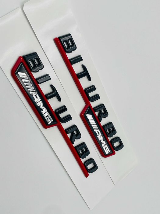 Embleme Compatibile Mercedes biturbo AMG negru rosu