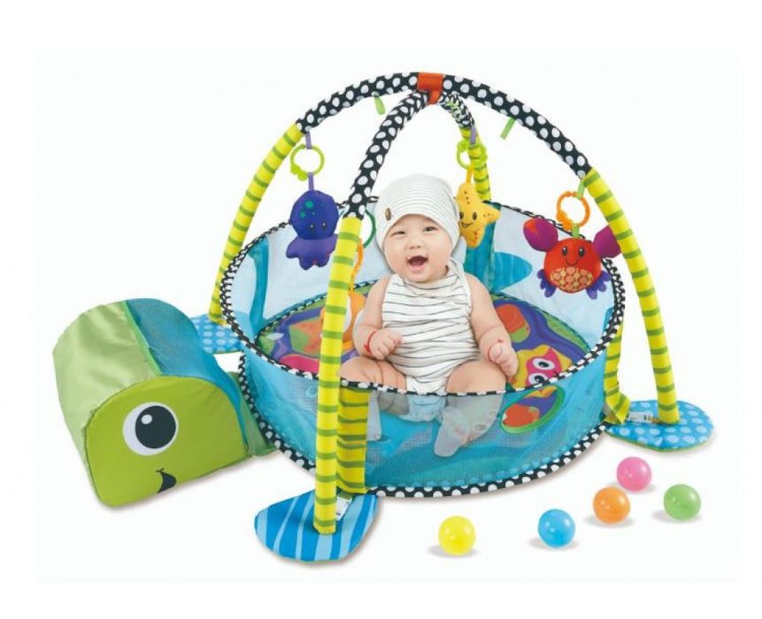 Център за игра с матрак за активност и кошара за бебе