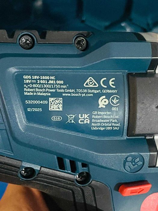 Filetanta cu impact Bosch GDS 18 V - 1600 HC 18 V | 0 - 1600 Nm | 3/4 inch | Fara perii de carbon | Fara acumulator si incarcator