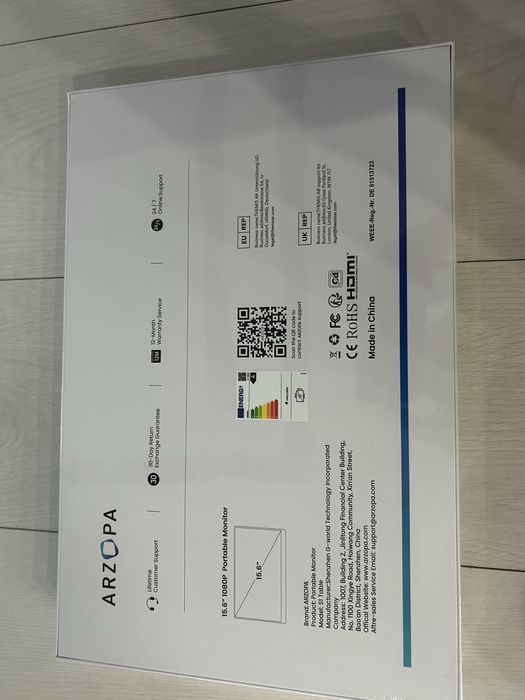 Monitor Portabil Arzopa & Qova® de 15.6", IPS FHD 1080p