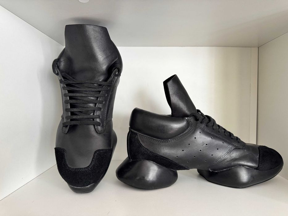 Rick Owens x Adidas SS14 "Vicious" RO Runner (STYLE) – Piele Naturală Neagră – Mărimea 44-45 – Ocazie unică, preț redus – 250 RON