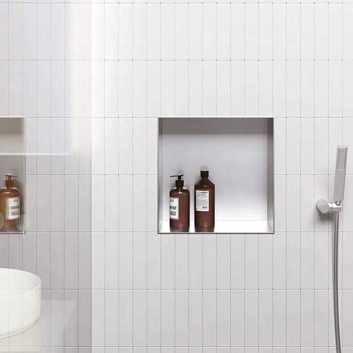 Raft incastrat patrat, inox periat, Wall-Box 30x30x10cm / 60x30x10cm