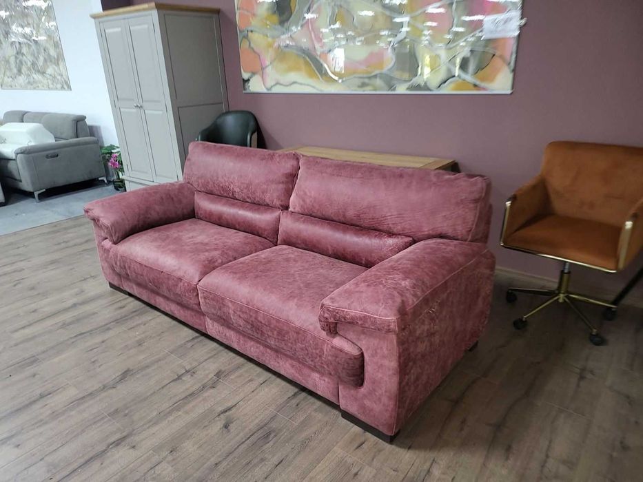 Червен кожен диван тройка "Santino" - телешки бокс