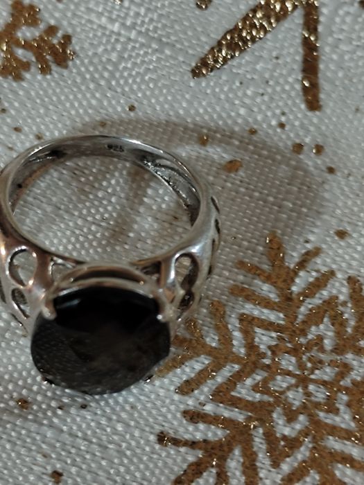 Сребърен пръстен опушен кварц