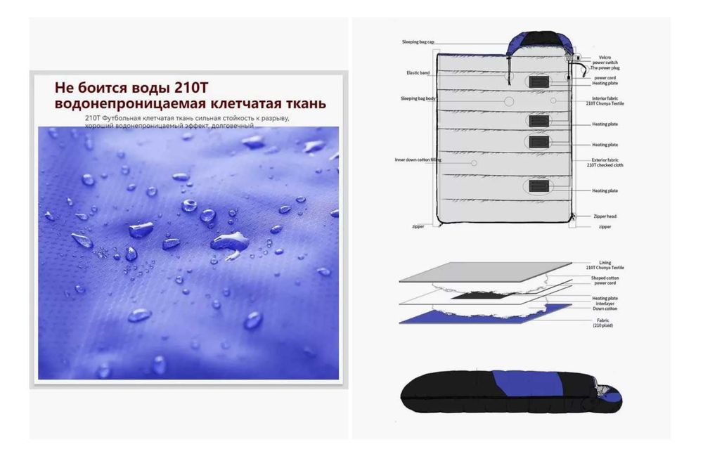 Мешок спальный-210х90 см. +5-20 градус Подушка и Доставка бесплатно
